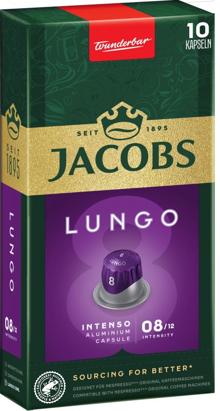 Кава Jacobs  капсули  Lungo Intenso, купаж арабіка/робуста, 10шт, Nespresso