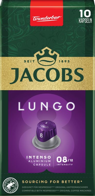 Кава Jacobs  капсули  Lungo Intenso, купаж арабіка/робуста, 10шт, Nespresso