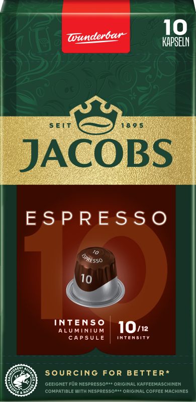 Кава Jacobs  капсули  Espresso Intenso, купаж арабіка/робуста, 10шт, Nespresso