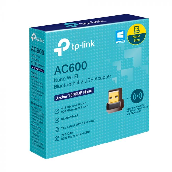 Адаптер WiFi TP-LINK Archer T600UB nano AC600, USB, BT4.2