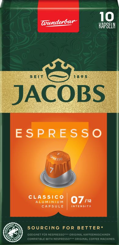 Кава Jacobs  капсули  Espresso Classico, купаж арабіка/робуста, 10шт, Nespresso