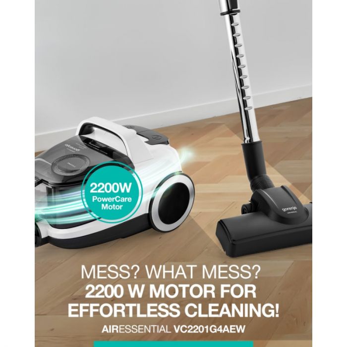 Пилосос Gorenje контейнерний, 800Вт, конт пил -3.3л, HEPA, телескоп трубка, сенсорне упр, білий