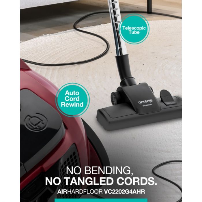 Пилосос Gorenje контейнерний, 800Вт, конт пил -3.3л, HEPA, телескоп трубка, червоний