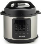 Мультиварка-скороварка Gorenje, 1000Вт, чаша-6л, електронне керув., 8 програм, метал/пластик, чорний-нерж