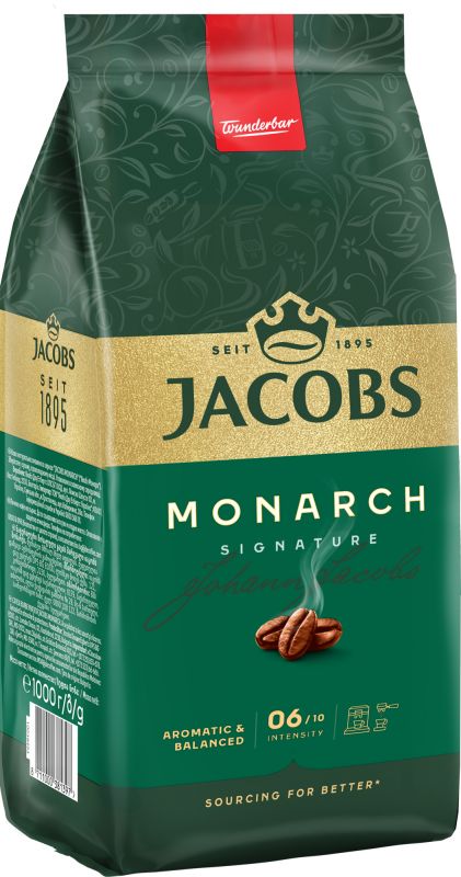 Кава Jacobs  зерна Monarch, 1000гр, купаж арабіка/робуста