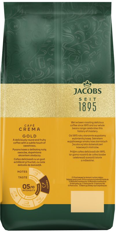 Кава Jacobs  зерна Crema Gold, 1000гр, купаж арабіка/робуста