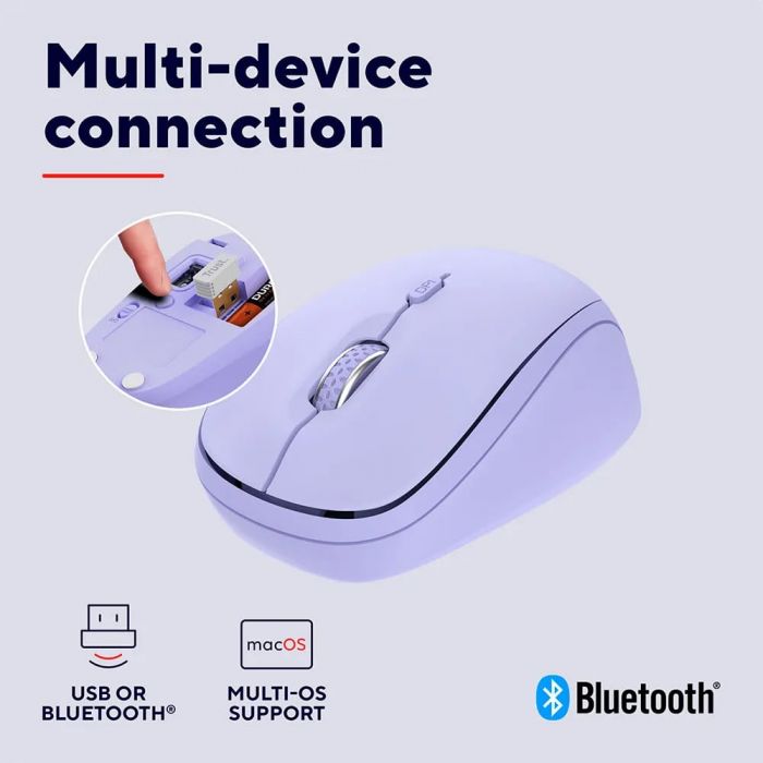 Миша Trust Yvi+ Compact Multi-Device, WL/BT/USB-A, фіолетовий