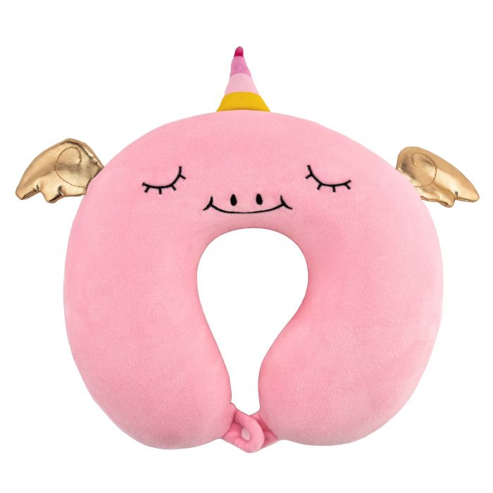 Подушка для шиї ARDESTO Travel Unicorn 30х30см, поліуретанова піна, рожевий