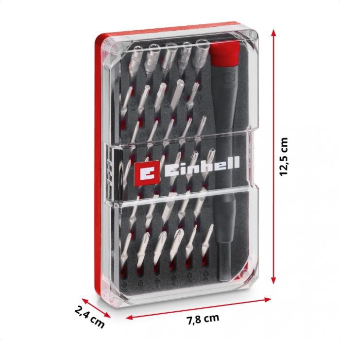 Біти Einhell, набір 33шт,HEX, PH, RIBE, SL, Spline, Torx, 28мм, кейс