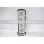 Набір чашок на підставці Ardesto, 4шт., 320мл, кераміка, метал, білий