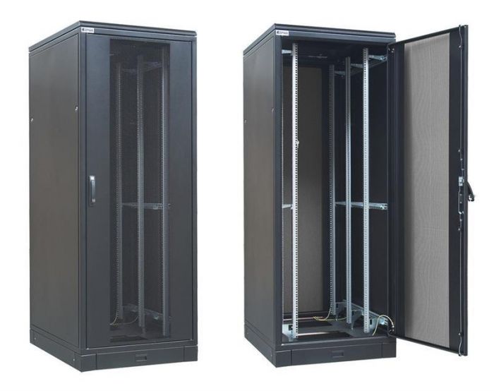 Шафа ZPAS 19", 42U, SZB IT, передні одностулкові перфоровані двері і задні розпашні, 600x1200 мм, максимально 1500кг, чорна