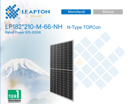 Фотоелектрична панель Leapton Solar LP182x210-M-66-NH-620W, Mono, TopCon, MBB, Halfcell, Silver frame