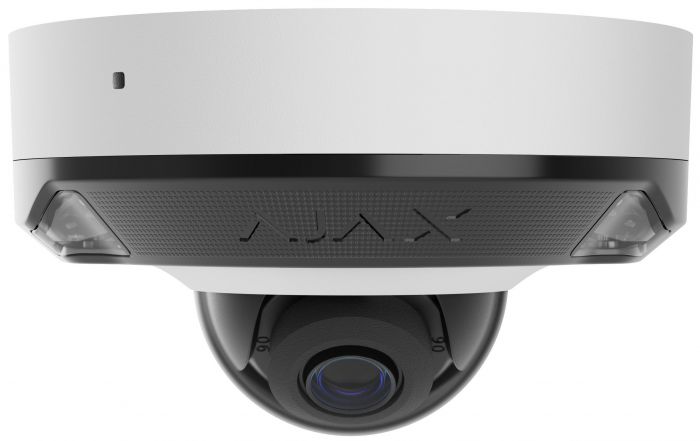 IP-Камера дротова Ajax DomeCam Mini HL white, 5мп, 2.8мм, гібридне підсвічування IR 35м, білий Led 50м, Poe, True WDR, IP 65, ІЧ 30м, аудіо, кут огляду 100° до 110°, міні купольна, біла