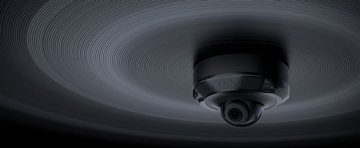 IP-Камера дротова Ajax DomeCam Mini HL black, 5мп, 4мм, гібридне підсвічування IR 35м, білий Led 50м, Poe, True WDR, IP 65, ІЧ 30м, аудіо, кут огляду 75° до 85°, міні купольна, чорна