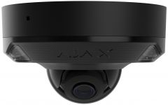 IP-Камера дротова Ajax DomeCam Mini HL black, 8мп, 4мм, гібридне підсвічування IR 15м, білий Led 15м, Poe, True WDR, IP 65, ІЧ 15м, аудіо, кут огляду 75° до 85°, міні купольна, чорна