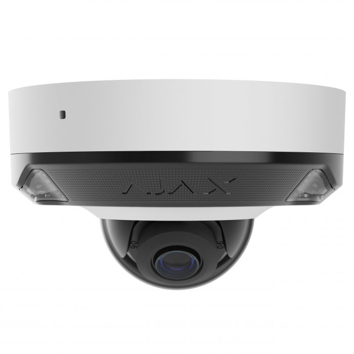 IP-Камера дротова Ajax DomeCam Mini HL white, 8мп, 4мм, гібридне підсвічування IR 15м, білий Led 15м, Poe, True WDR, IP 65, ІЧ 15м, аудіо, кут огляду 75° до 85°, міні купольна, біла
