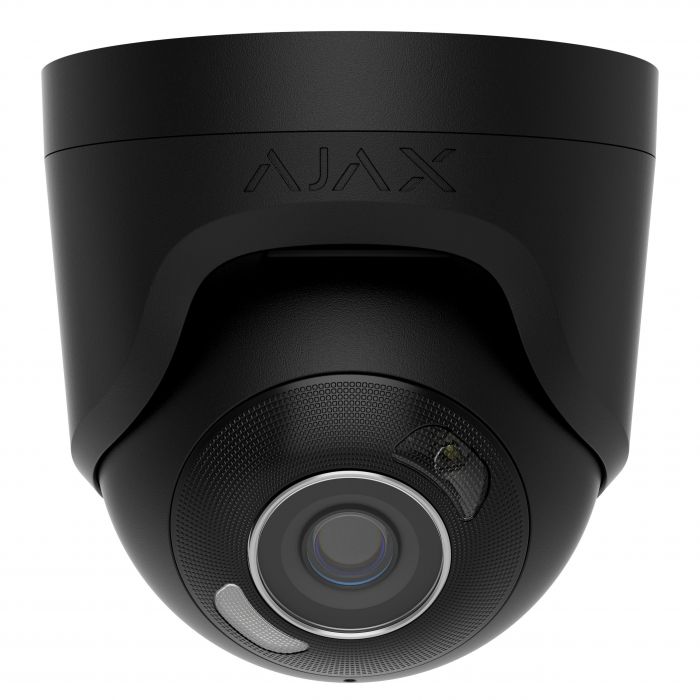 IP-Камера дротова Ajax TurretCam HL black, 5мп, 4мм, гібридне підсвічування IR 50м, білий Led 50м, Poe, True WDR, IP 65, ІЧ 50м, аудіо, 75° до 85°, купольна, чорна
