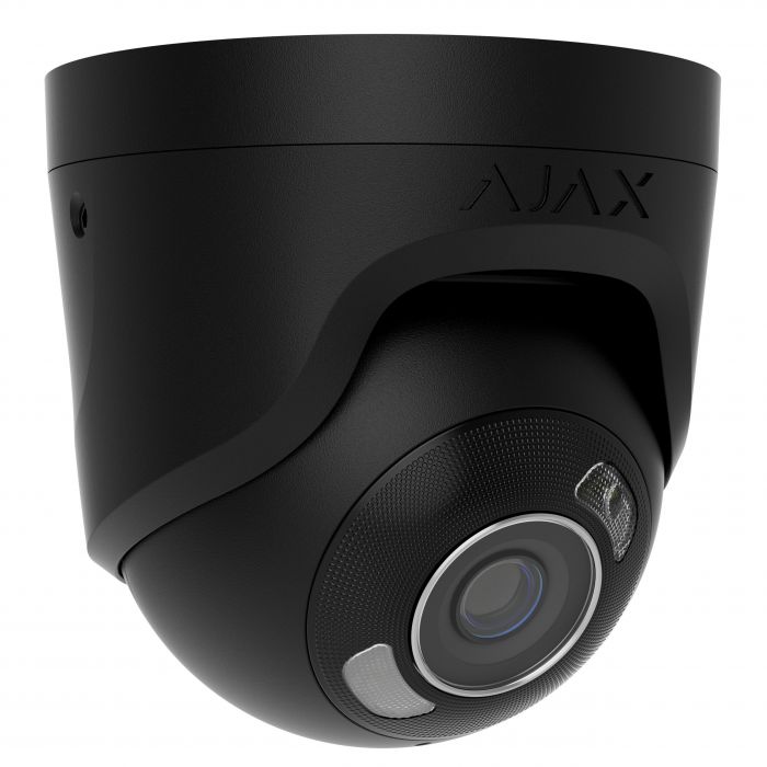 IP-Камера дротова Ajax TurretCam HL black, 8мп, 2.8мм, гібридне підсвічування IR 35м, білий Led 50м, Poe, True WDR, IP 65, ІЧ 35м, аудіо, кут огляду 100° до 110°, купольна, чорна