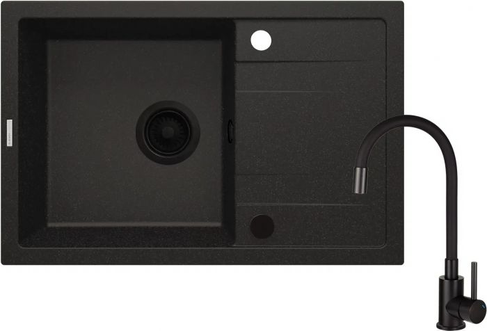 Набір для кухні Deante Corio, гранітна мийка з крилом + зміш. графіт