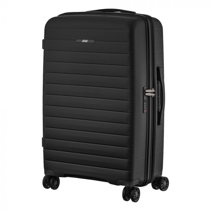 Валіза 2E, Aero, поліпропілен, середня, 63/78 л, TSA, 4 колеса, EXP, чорний