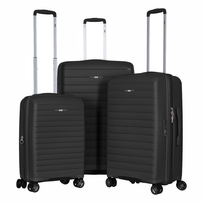 Валіза 2E, Aero, поліпропілен, мала, 35/44 л, TSA, 4 колеса, EXP, чорна