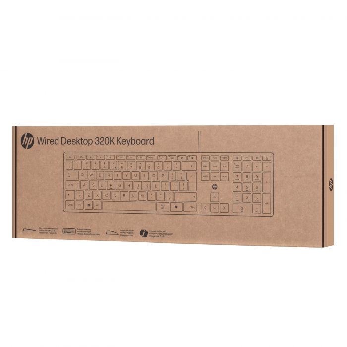 Клавіатура мембранна HP 320K, 109key, USB-A, EN/UK, чорний