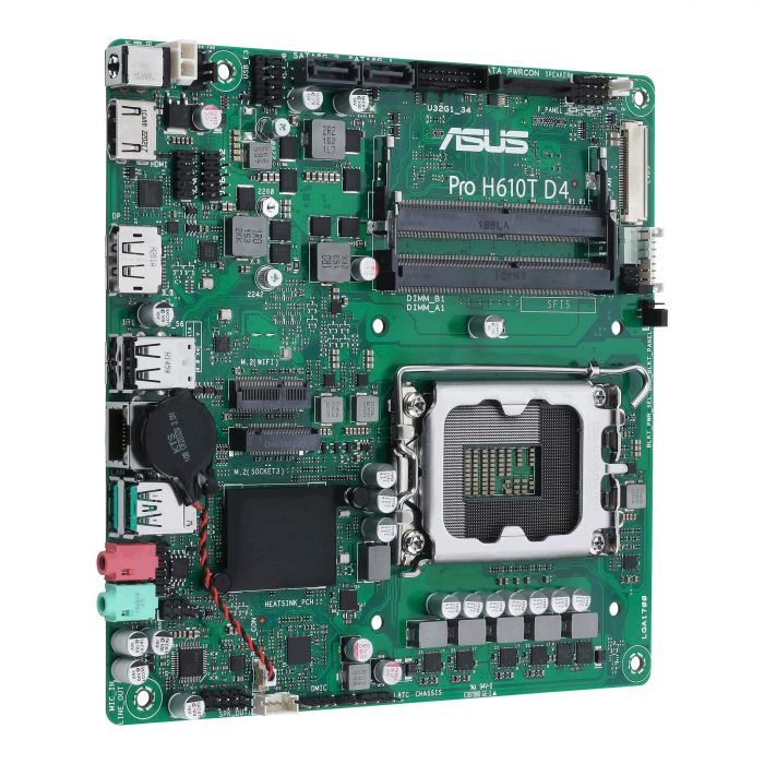Материнcька плата ASUS PRO H610T-CSM s1700 H610 2xDDR5 M.2 HDMI DP LVDS Thin mITX