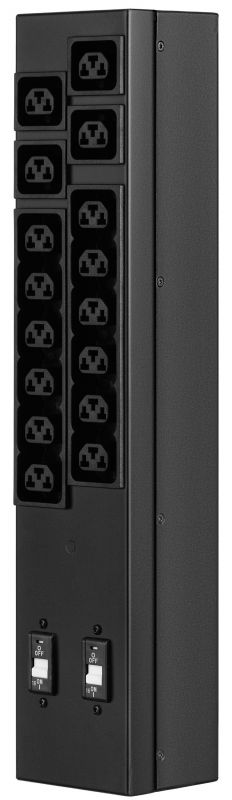Пристрій розподілу електроживлення MIRSAN MXB, 2U, 16A, 1Ph, 16 гібридних розеток (C13-C19), чорний