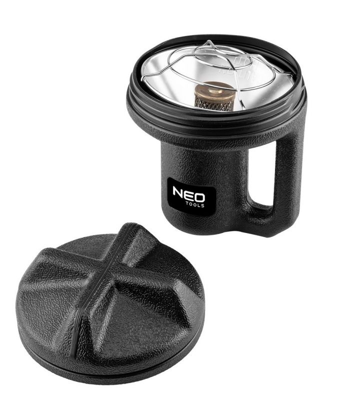 Обігрівач газовий туристичний Neo Tools, 92г/год, картриджний, регулятор, п'єзопідпал, чорний