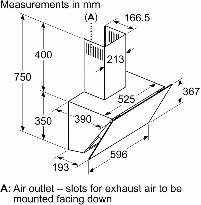 Витяжка Siemens похила, 60см, 700 м.куб/год, чорний