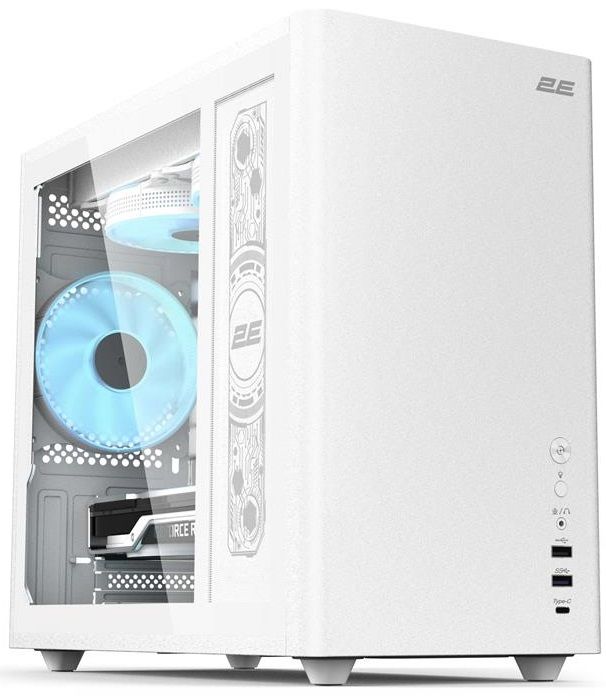 Корпус 2E Credo Plus V350WG без БЖ, 1xUSB3.0, 1х USB 2.0, 1xUSB Type-C, 3x120мм, VGA 350мм, LCS ready, TG Side Panel, mATX, білий