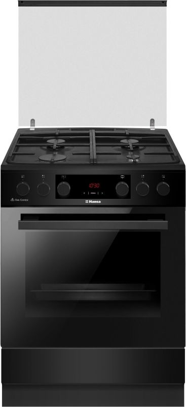 Плита Hansa комбінована, 65л, 60x60см, дисплей, конвекція, чавун, чорний