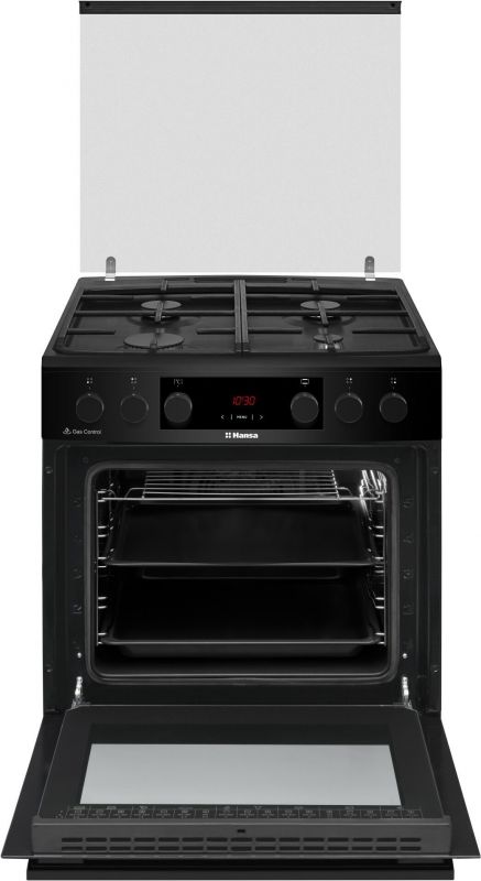 Плита Hansa комбінована, 65л, 60x60см, дисплей, конвекція, чавун, чорний
