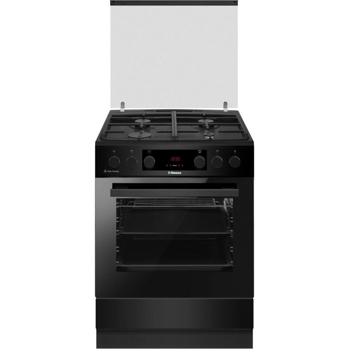 Плита Hansa комбінована, 65л, 60x60см, дисплей, конвекція, чавун, чорний