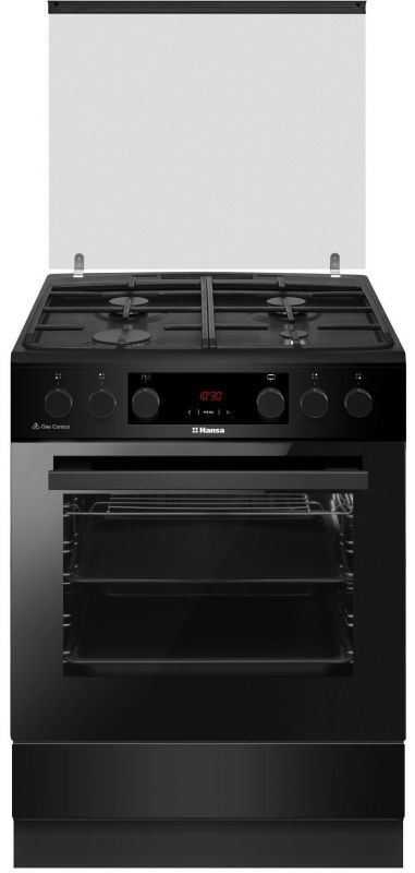 Плита Hansa комбінована, 65л, 60x60см, дисплей, конвекція, чавун, чорний