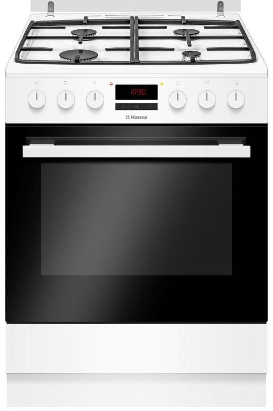 Плита Hansa комбінована, 60х60см, 65л, чавун, газ контр., дисплей, конвекція, білий
