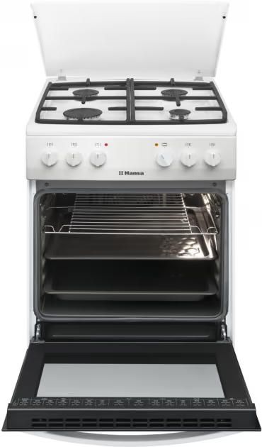 Плита Hansa комбінована, 62л, 50x60см, конвекція, чавун, білий