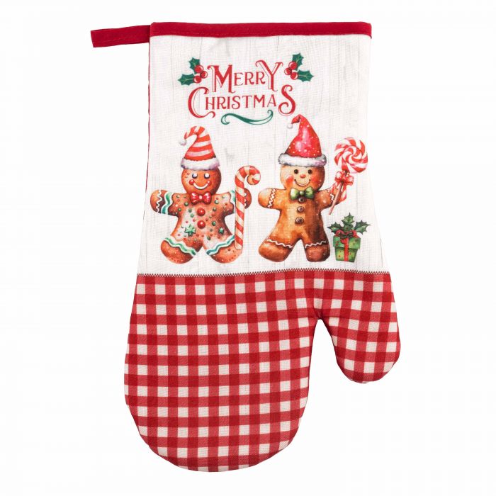 Рукавичка Ardesto Christmas Gingerbread 18х30см, 100% поліестер (верх), 100% бавовна (низ), червоний