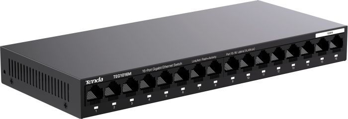 Комутатор TENDA TEG1016M 16xGE, Некерований