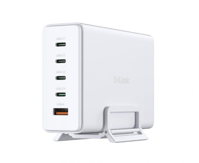 Зарядний пристрій мережевий D-Link DCF-241 240Вт GaN 4хUSB-С, 1xUSB-A, білий