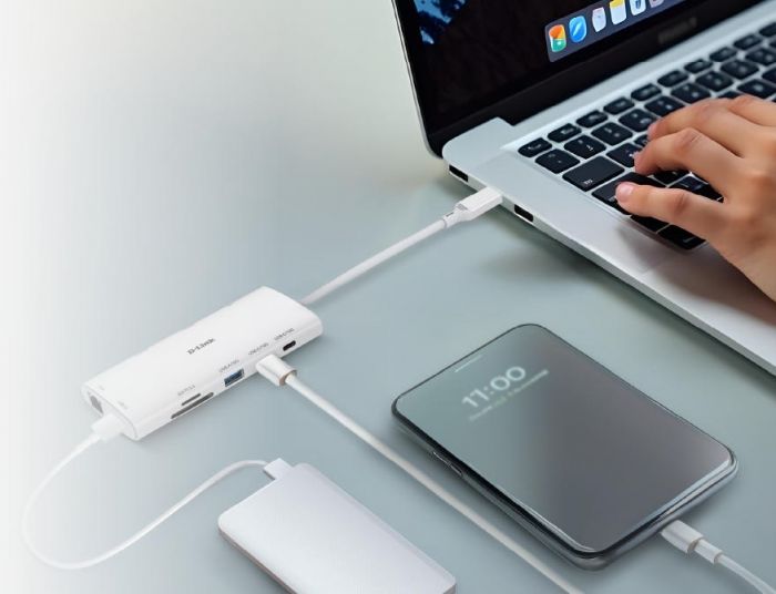 USB-С Хаб D-Link DUP-A01 10in1  2xHDMI, 1xGE, 2xUSB-C, 1xUSB-A 3.1, 1xUSB-A 3.0, 1xSD, 1xmicroSD, 1xUSB-C PD