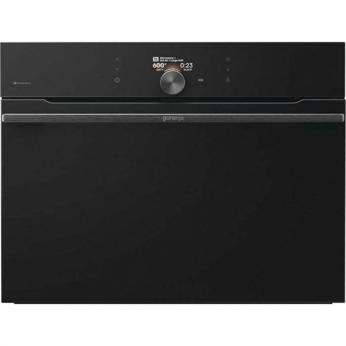 Духова шафа Gorenje електрична компактна, 50л, A+, дисплей, Wi-Fi, ф-ція мікрохвиль, чорний