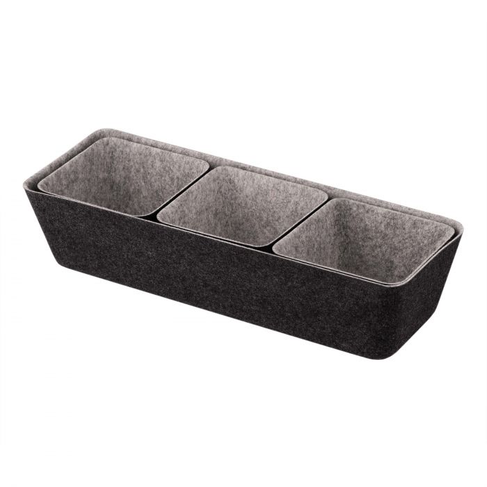 Набір контейнерів Ardesto Prestigio 4 предмети, 38.5x13.5x9cm/12x12x8.5см, фетр, сірий