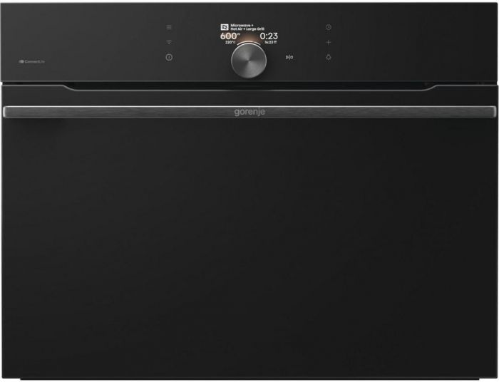 Духова шафа Gorenje електрична компактна, 50л, A+, дисплей, Wi-Fi, ф-ція мікрохвиль, чорний