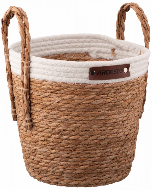Кошик Ardesto Prestigio 26х26х24см, рогожка з морських водоростей, бавовняний шпагат, сірий