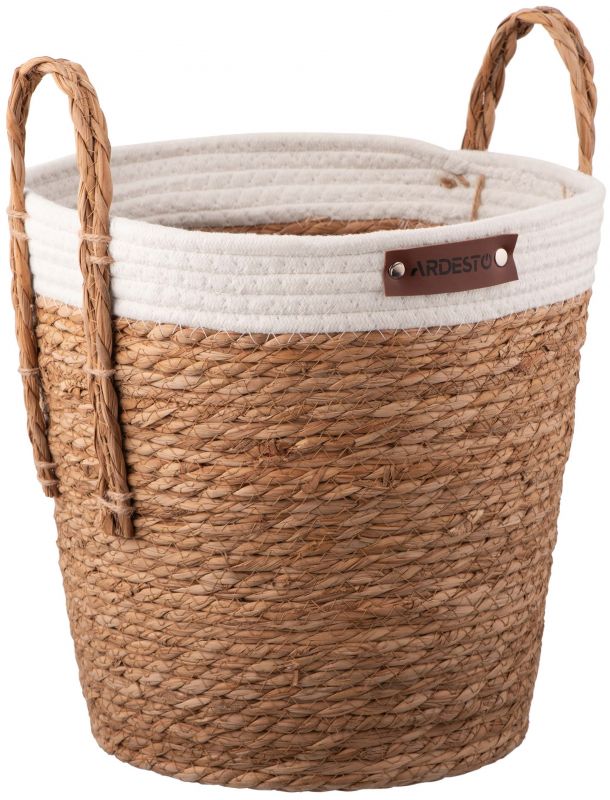 Кошик Ardesto Prestigio 29х29х30см, рогожка з морських водоростей, бавовняний шпагат, сірий