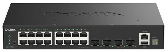Комутатор D-Link DGS-1530-20 16xGE, 4xSFP+ Керований. L2+