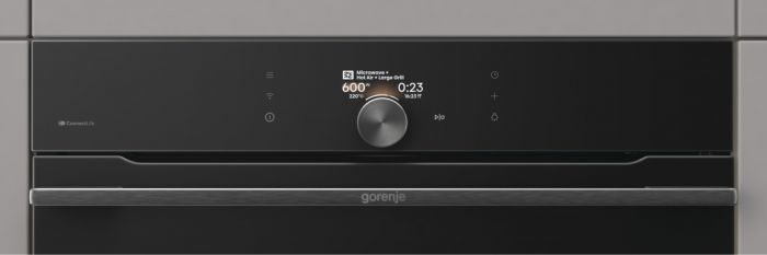 Духова шафа Gorenje електрична компактна, 50л, A+, дисплей, Wi-Fi, ф-ція мікрохвиль, чорний