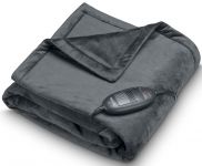 Електропростирадло  Beurer, від мережі, 150х130см, 100Вт, 6 режими, фліс, сірий