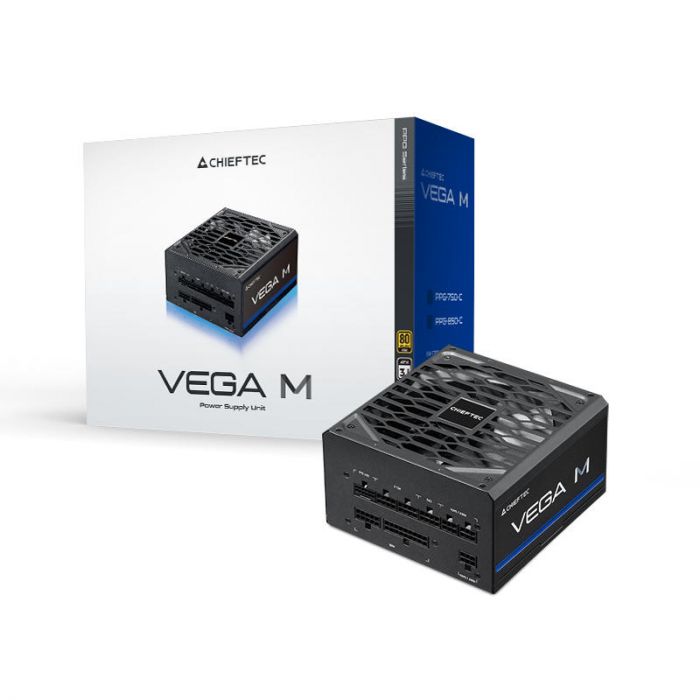 Блок живлення CHIEFTEC Vega M (1000W), >90%, 80+ Gold, 135мм FDB, 1xMB 24pin(20+4), 2xCPU 8pin(4+4), 3xMolex, 6xSATA, 4xPCIe 8pin(6+2), 1xPCIe GEN5 16pin, Fully Modular